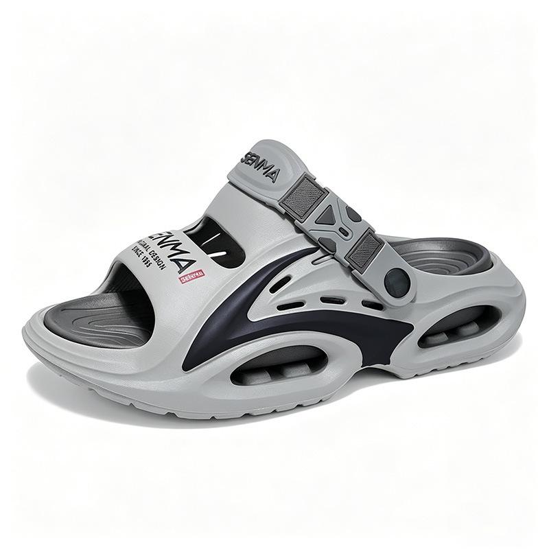 Men's Durable Waterproof Sandals - Two-Way Wear, Non-Slip, Thick-Soled Summer Slippers for Outdoor and Driving.