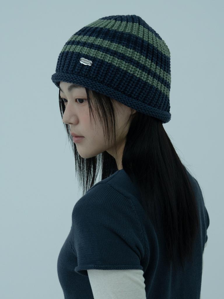 Molmanong Stripe Beanie - Navy