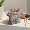 Women's Cosmetic Bag Small Vintage Purple Flowers Cosmetics Lipstick Storage Bag Handheld Portable Canvas Storage Bag Purse