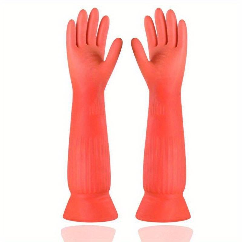 

1Pairs Latex Dishwashing Gloves Extra Long Thick Nonslip Wearresistant Kitchen Housework Cleaning Car Washing Clothes Rubber. Orange