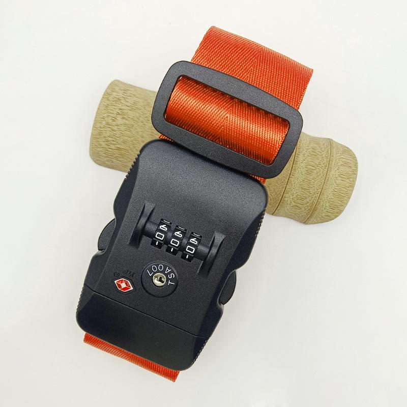 Solid Color Nylon Luggage Strap with Herringbone Pattern, Password Lock, and One-Word Handle