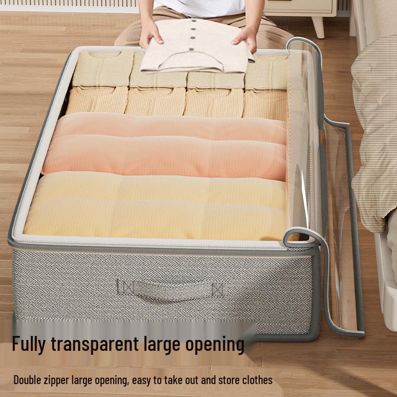 Underbed Flat Storage Box & Drawer for Seasonal Quilts and Clothes Organizer