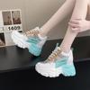 Mesh summer sports style casual single shoes women's thick-soled round head lace-up fashion dad shoes