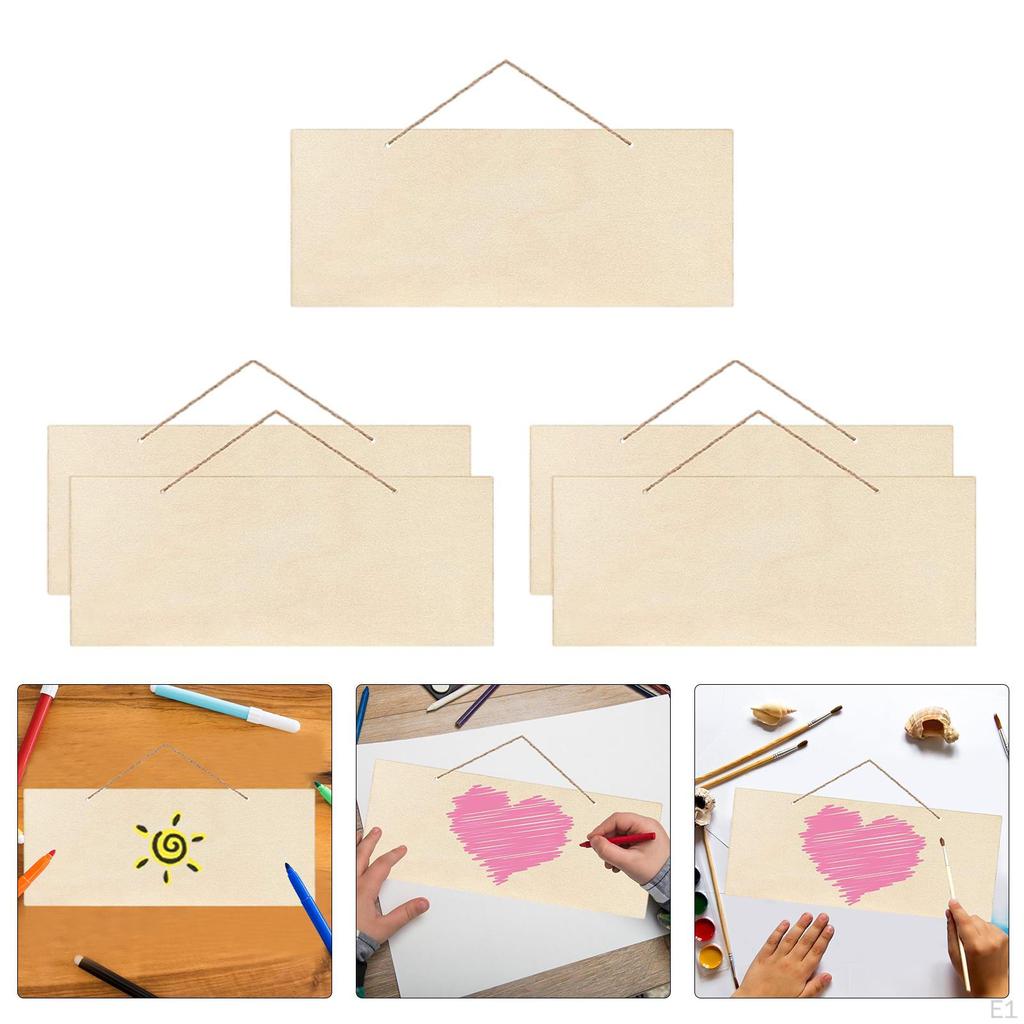 5-Pieces Hanging Wooden Plaques DIY Plain Slices