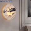 Round Luxury Clock Function Natural Stone Alabaster Wall Lamp Living Room Marble Sconce Decor Atmosphere LED High-end LED Light