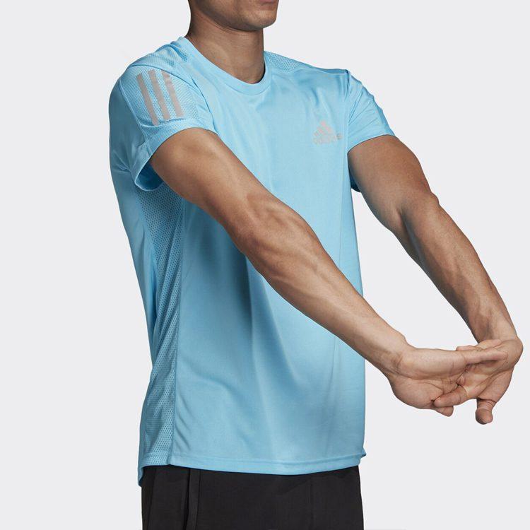 adidas T Shirts Men's Teal/Dark Silver Gray Crew Neck Moderate Straight Fit FT1429