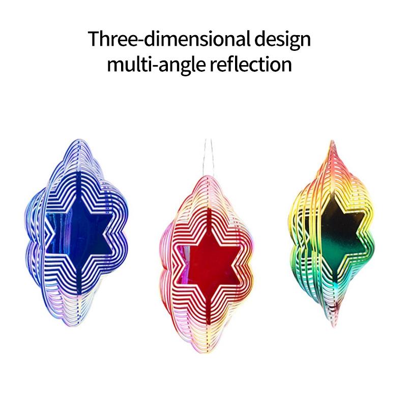 Hexagonal 3D Bird Repellent Wind Rotation Balcony Decorative Wind Chimes Garden Courtyard Hanging Wind Whirlwind Anti-bird