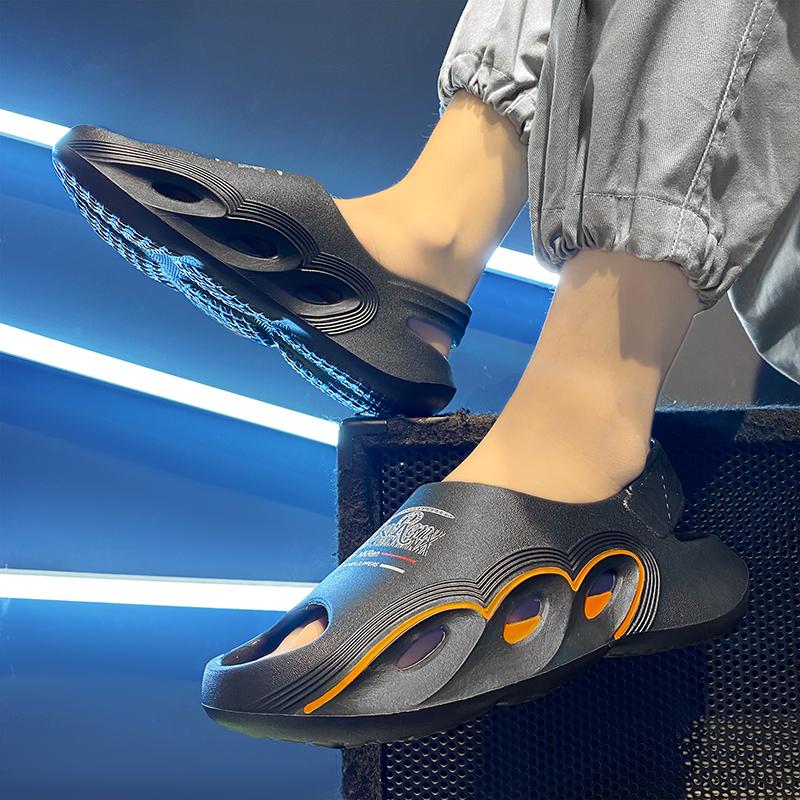 

Мужские тапочки, летние полые сандалии для бассейна, сада, пляжа, мужские шлепанцы для душа, легкие тапочки, большие размеры 45 46 39-40 чёрный