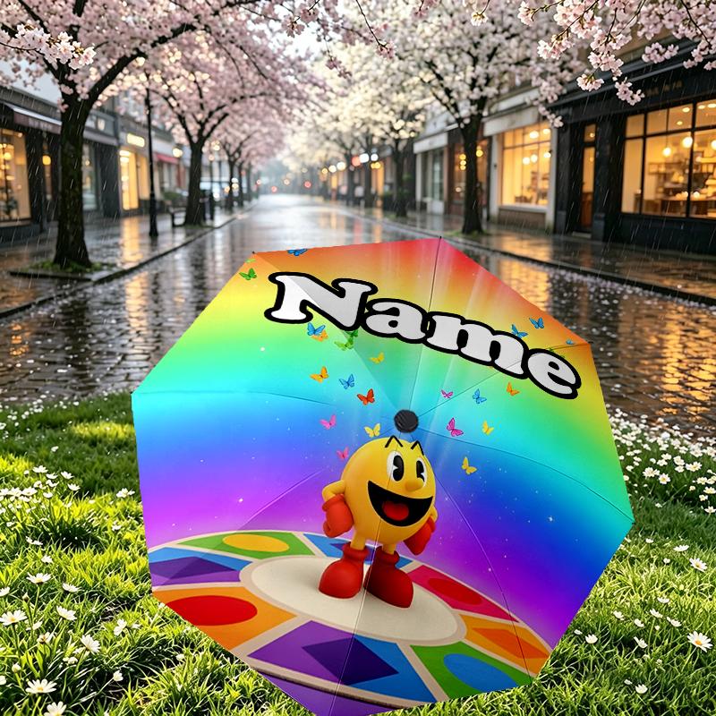 Custom Name Personalized PAC Print Umbrella, Auto Open Close, 8‑Rib Sturdy Frame, Commute Camping Hiking Use, Birthday Gift