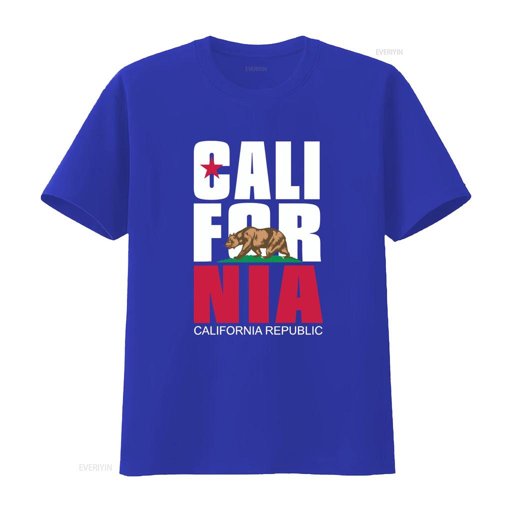 California Republic T Shirt Vintage Washed Fashion Breathable Streetwear Unisex Slightly Comfortable Versatile Homme