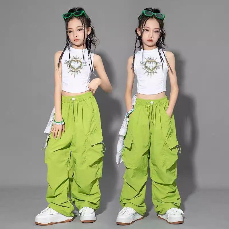 Girls  Hip Hop Joggers Pants Girls Cargo Pants Teenage Straight Trousers High Waist Vintage Casual Streetwear Baggy Pants