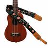 MUSIC FIRST Original Design "Dark Night Garden" Soft Cotton & Genuine Leather Ukulele Strap, Ukulele Shoulder Strap with One Branded Strap Locker