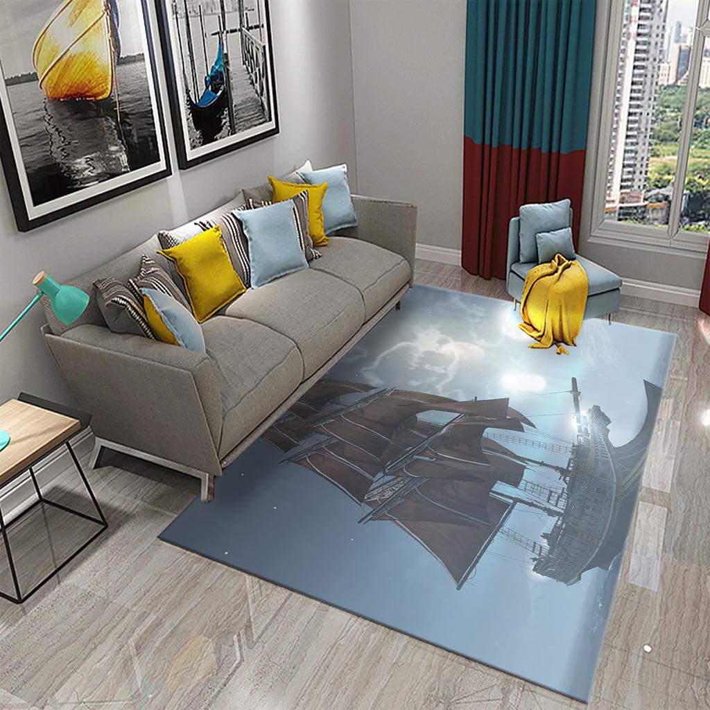 Bedroom Living Room Door Mat Balcony Decorative Floor Mat Bathroom Non-slip Door Mat Retro Pirate Ship Carpet