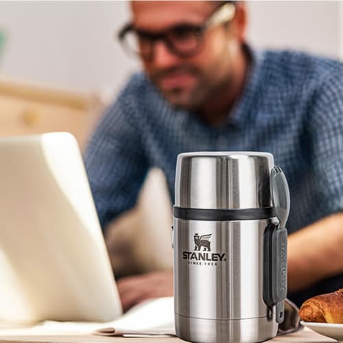 Stanley Vacuum Food Jar with Spork, New Logo, 0.53L, 10-01287-031, Silver, ADVENTURE STAINLESS STEEL ALL-IN-ONE FOOD JAR, 18oz, Stainless Steel, Perfe