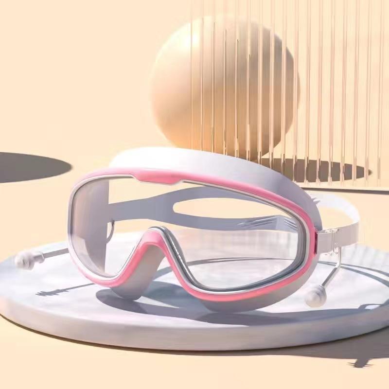 

Очки для плавания с большой оправой, очки для плавания для близорукости, водонепроницаемые, антизапотевающие, HD, прозрачные, цельные беруши