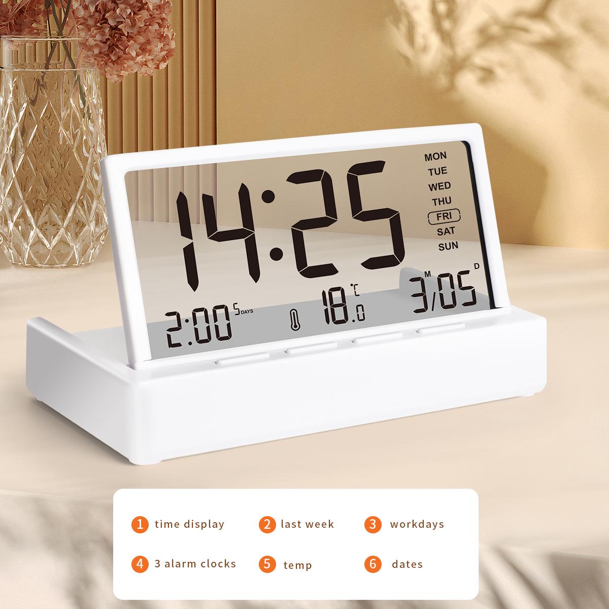 

Folding Travel Alarm Clock with Date & Temperature Display белый