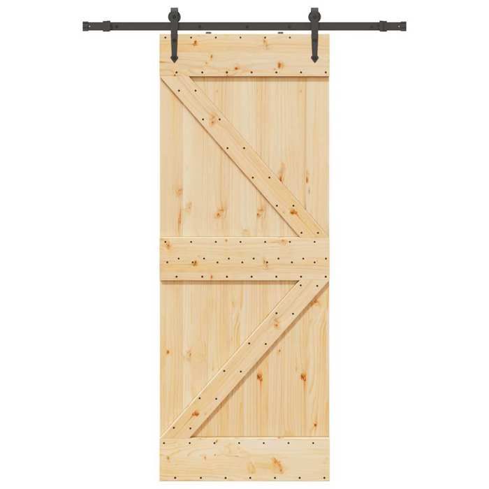 VidaXL Sliding Door and Hardware Kit 80x210 Cm Solid Pine 3332643