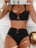 2024 U-Shaped High-Waisted Women's Two-Piece Bikini for Beach Vacation