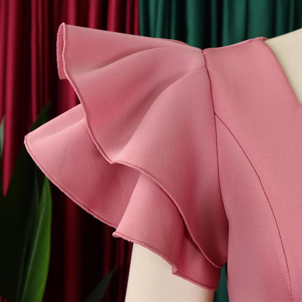 Perlenbesetztes Bodycon-Abendkleid mit Rüschenärmeln - Europäische & Amerikanische Sommermode