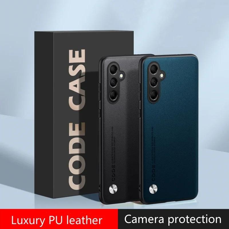 For Samsung M3 G M1 M Plain PU Leather Matte Case For Galaxy M34 A Silicone Ultra Thin Soft Frame Shookproof Bumper Cover