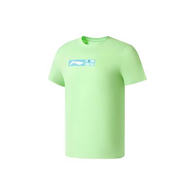 Cool And Breathable Logo Solid Color Short Sleeve T-Shirt Men Tops Fluorescent-Ice-Green AHSS217-3