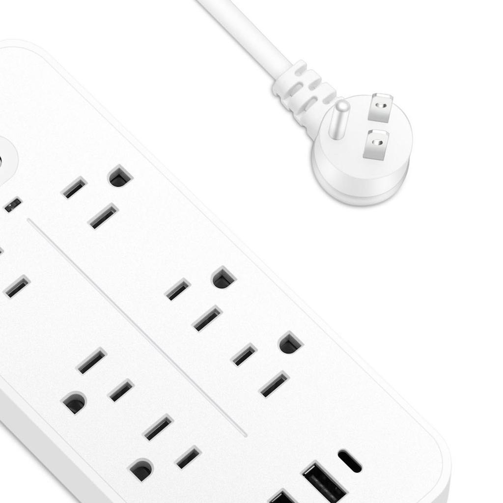 Steckdosenleiste 6 Steckdosen Überspannungsschutz Steckdosenleiste mit 3 USB-Anschlüssen 1 Typ-C-Ladeanschluss