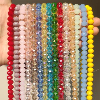3/4/6/8mm Faceted Round Austria Crystal Beads Shiny Glass Rondelle Spacer Beads for Needlework Jewelry Making Diy Bracelet 15''