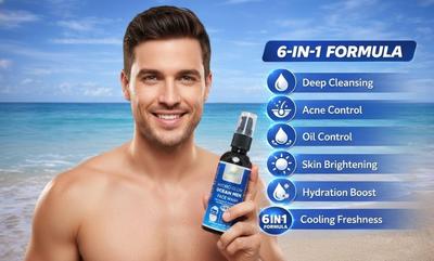 ELEXYN Ocean Face Wash for Men with Vitamin C & Aloevera Fight Acne & Pimples Brighten Skin Clears Dirt Oil Control Refreshing Feel Multi Action F