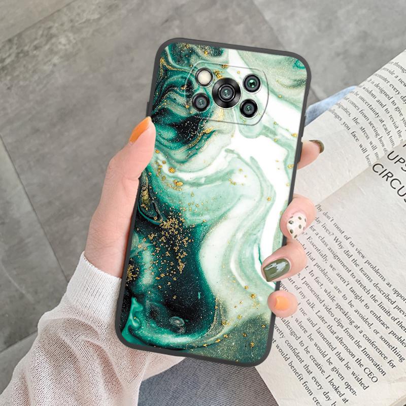 Poco X3 Pro Pocox3 NFC Case Luxury Glitter Gold Foil Ocean Marble Silicone Soft Phone Cover For Xiaomi Poco X3 X5 X6 Pro Shell