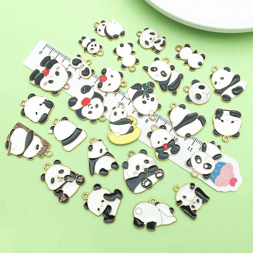 30 Mixed Black & White Enamel Panda Charms for DIY Jewelry