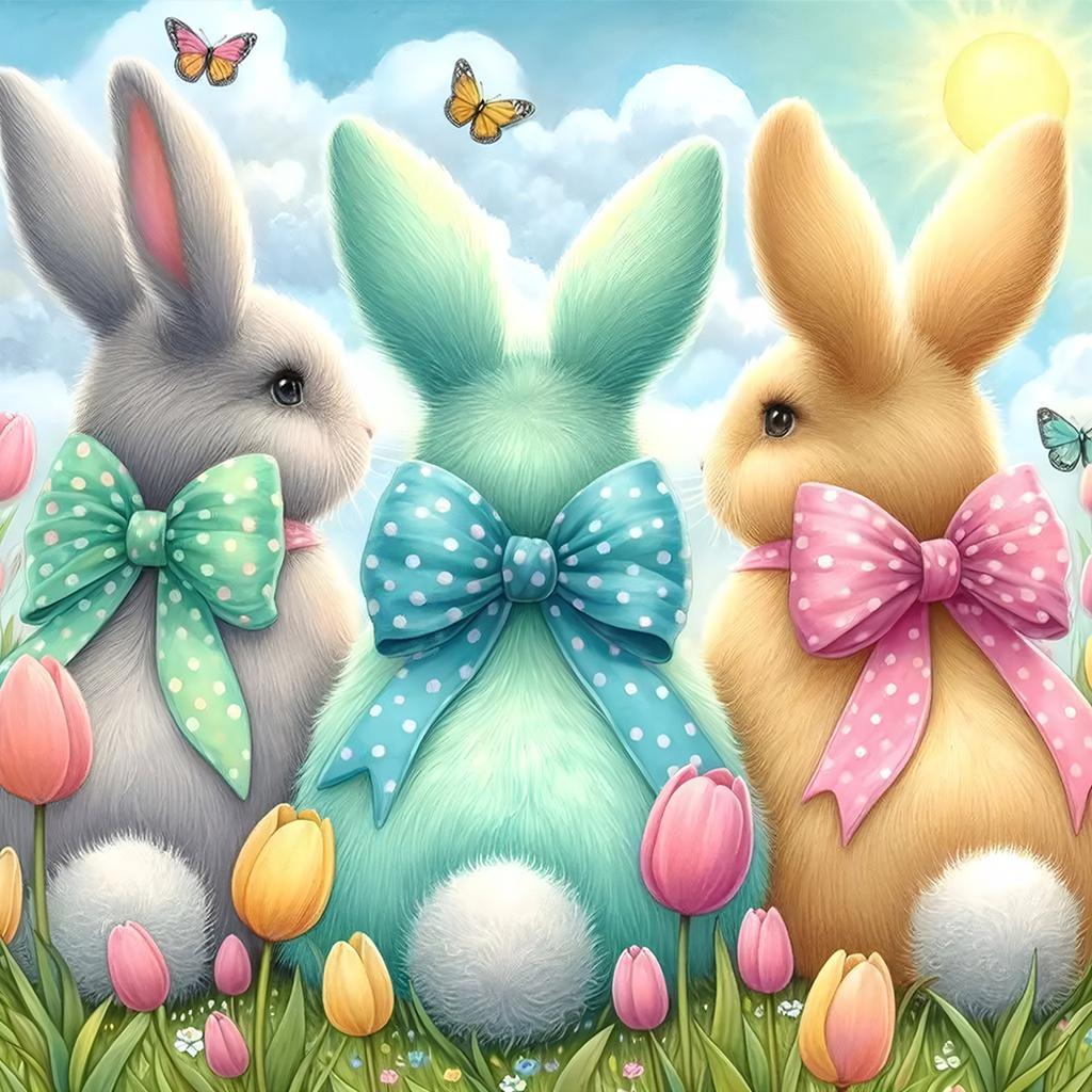 Easter Bunny Full DIY 5D Round Drill Diamond Dots Paintings Picture Arts Craft for Adults Beginner Home Wall Decor Gift 30x30cm