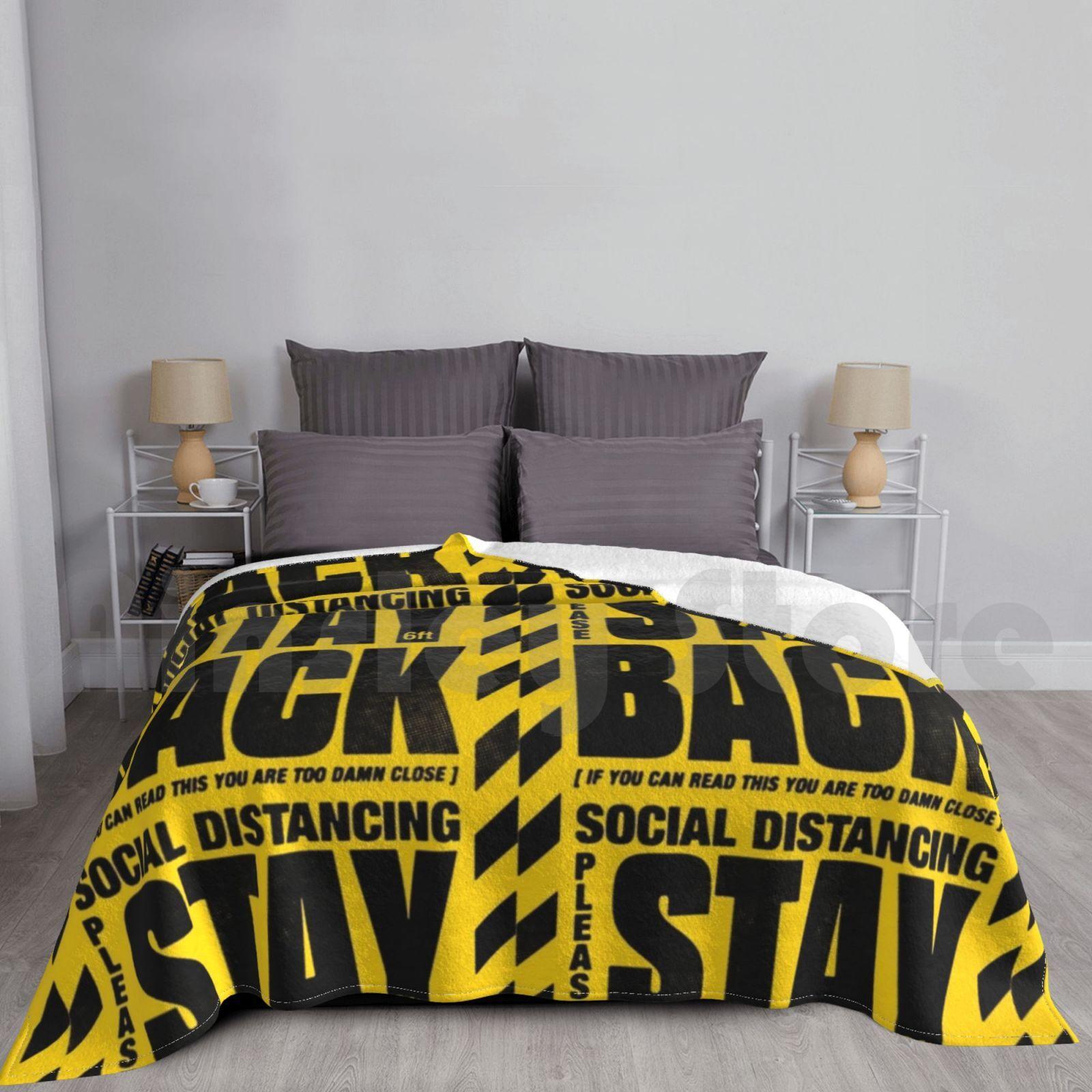 Stay Back 6 Feet | Available In Blanket For Sofa Bed Travel Typography Zerobriant Social Distancing Size: 75*100cm, Weight: 230 GSM