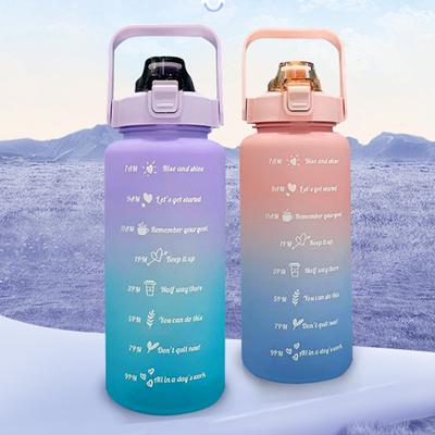 2 Liters Water Bottle Large Capacity Motivational Drinking Bottle Outdoor Sports Water Bottle with Time Marker Cute Plastic Cups