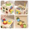 Baby Busy Cube Toy Sorting Fine 8-In-1 Wooden Activity Motor Skills Color Shape Cube Travel Portable