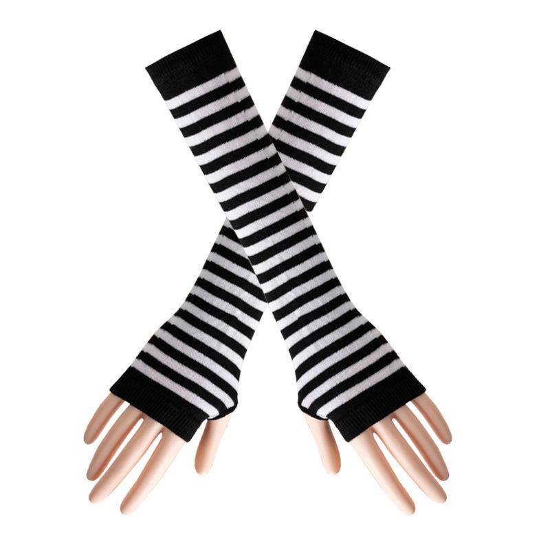 Koreaanse Stijl Zwart-Wit Gestreept Unisex Vingerloze Lange Mouwen Kerst Cosplay Cover