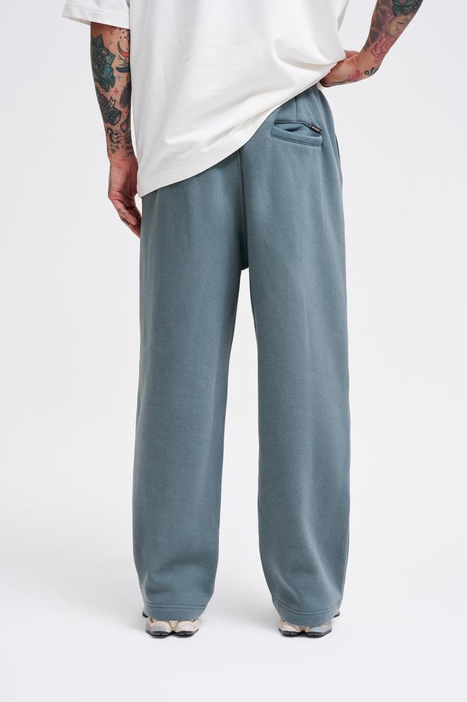Męskie Spodnie Dresowe Baggy Oversize - Niebieski Dym
