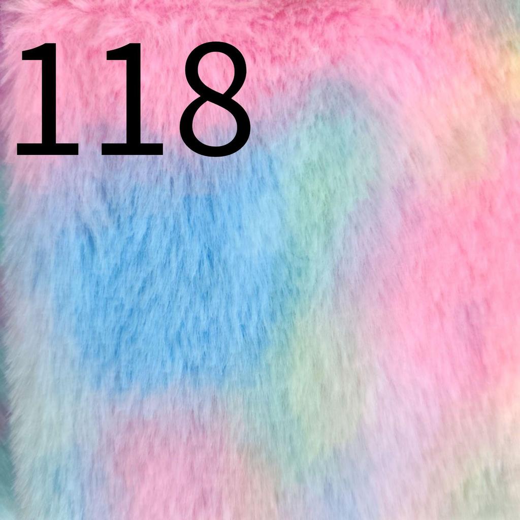 Colorful Tie-Dye Rabbit Fur Print Plush Fabric, 10mm - Ideal for Toy and Clothing Design