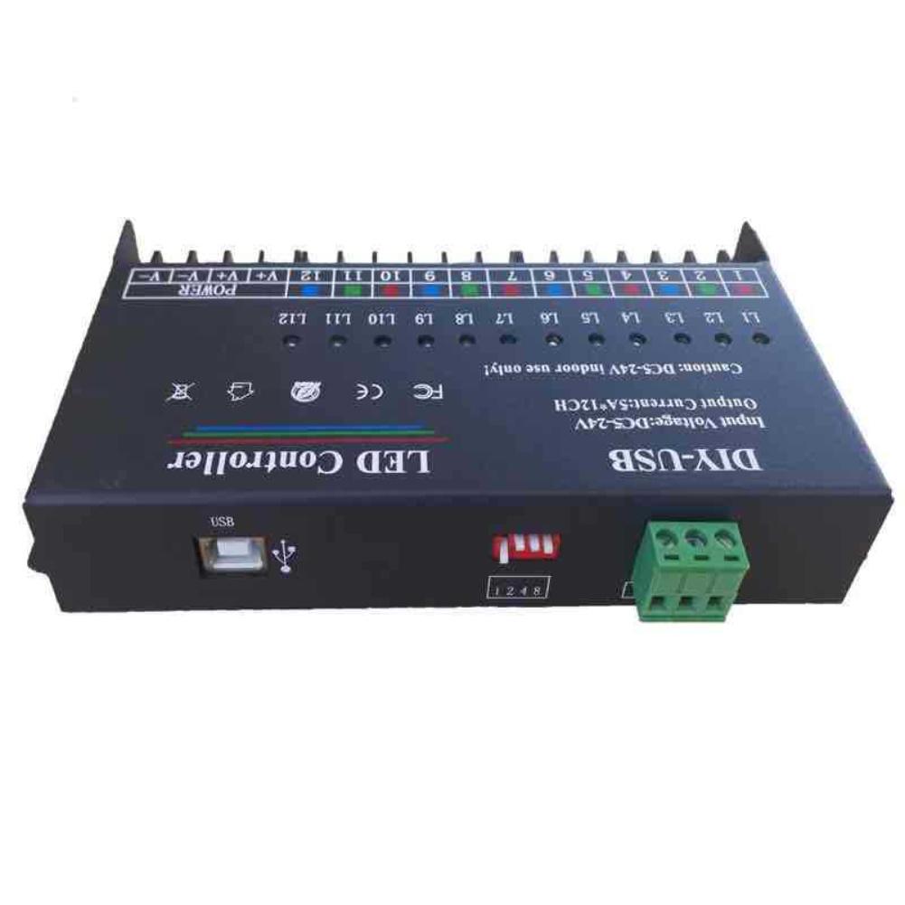 1pc 60A 12-Channel LED Light Programmable Controller Dimmer For Control RGB Monochrome Lights Easy To Install