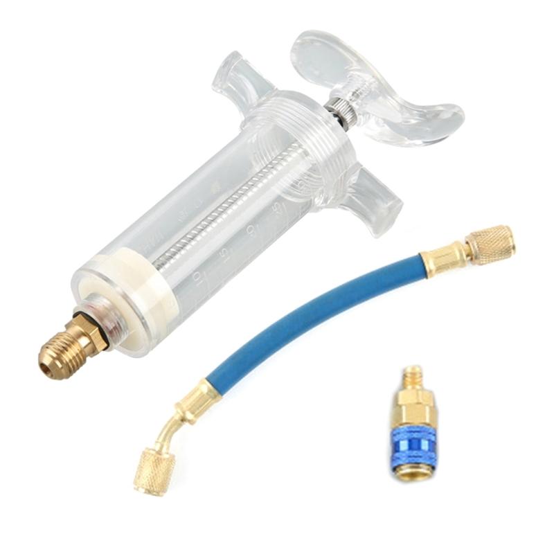 Car A/C Oil and Dye Injectors Refrigerants Tool with Low Side Quick Coupler Adapter 1/4" SAE