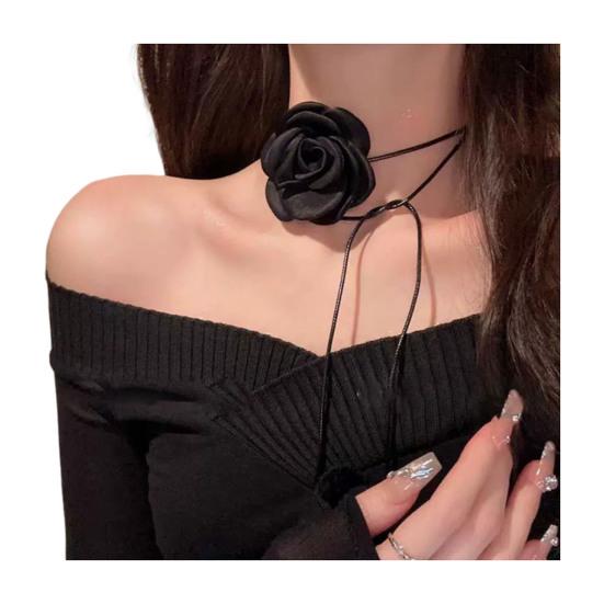 Kamelie Faux Perle Damen Halskette Vintage Französisch Hypoallergen Verstellbar Mädchen Faux Perle Blume Choker Halskette Modeschmuck