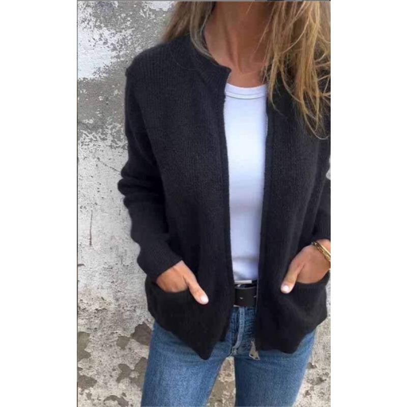 Women S Long Sleeve Solid Color Loose Fit Open Front Cardigan Coat