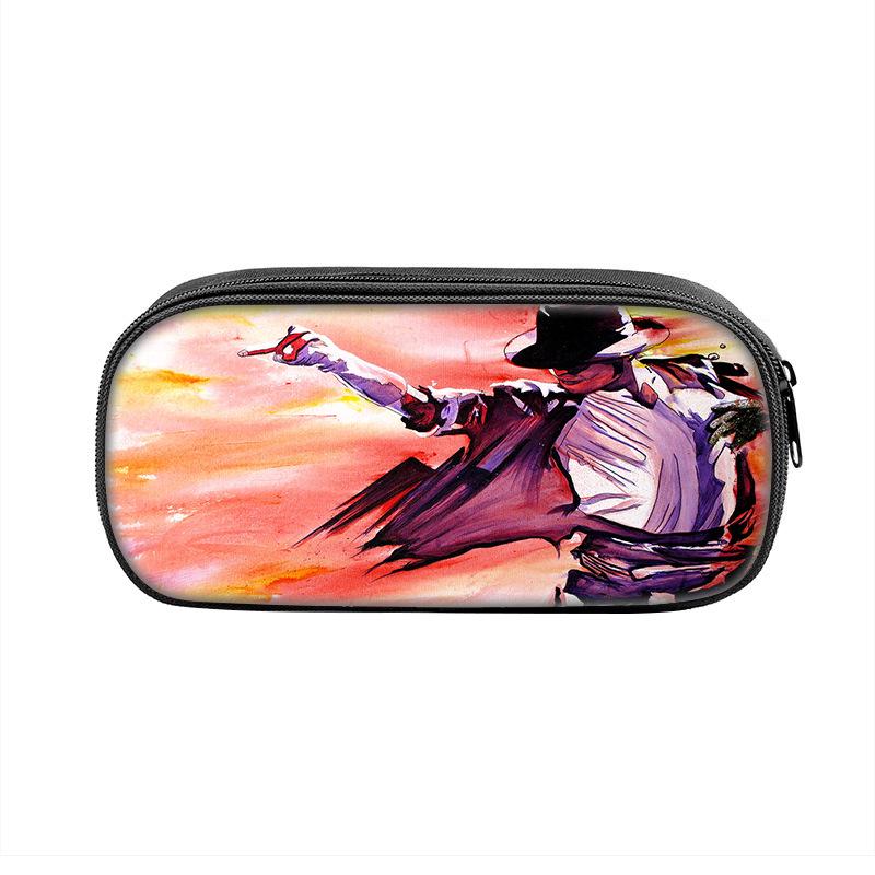 Michael Jackson Zippered Pencil Case: Student Stationery Bag