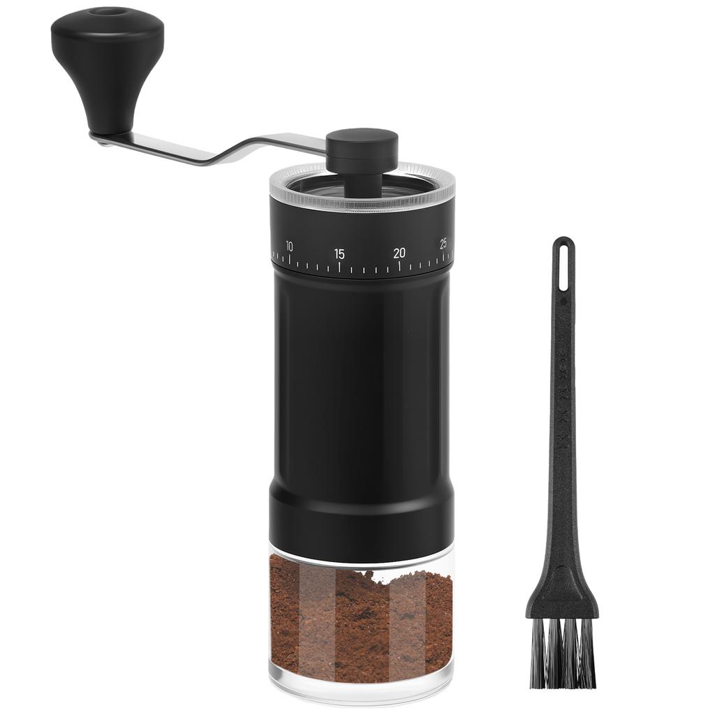 Hand Crank Coffee Grinder Adjustable Coarseness Stainless Steel Manual Coffee Bean Mill with Removable Handle and Cleaning Brush