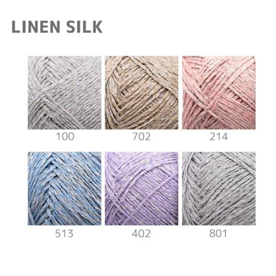 NASKA Hand Knitted Yarn Linen Silk Medium Fine Type Purple Linen Silk 40g 172m Set of 5 Balls COL.402 0.54 46% Approx.