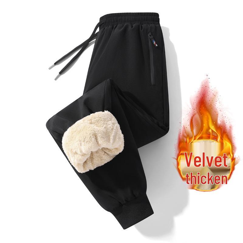 Men's Plus Size Fleece-Lined Lambswool Pants - Warm, Waterproof, Windproof, Loose-Fit Sweatpants
