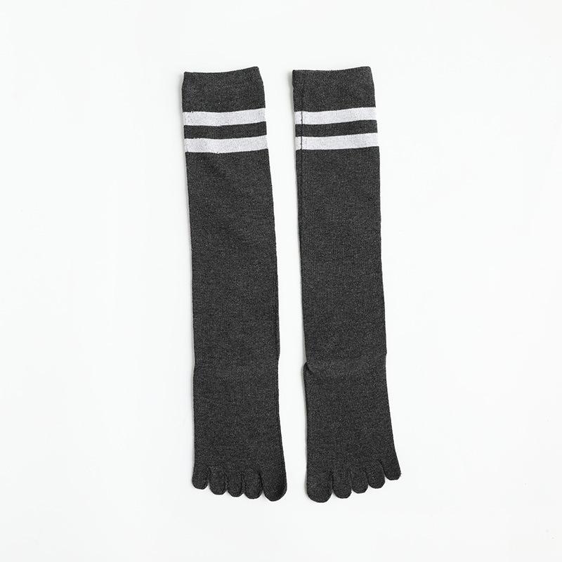 3 Pairs Long Black White Calf Socks Five Finger Cotton Stockings For Women Girls Striped Split Toe Sport Knee Socks Five Fingers