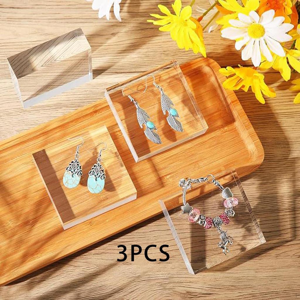 3Pcs Acrylic Jewelry Display Stand Holder Decorative Simpe Compact Gift Multipurpose for