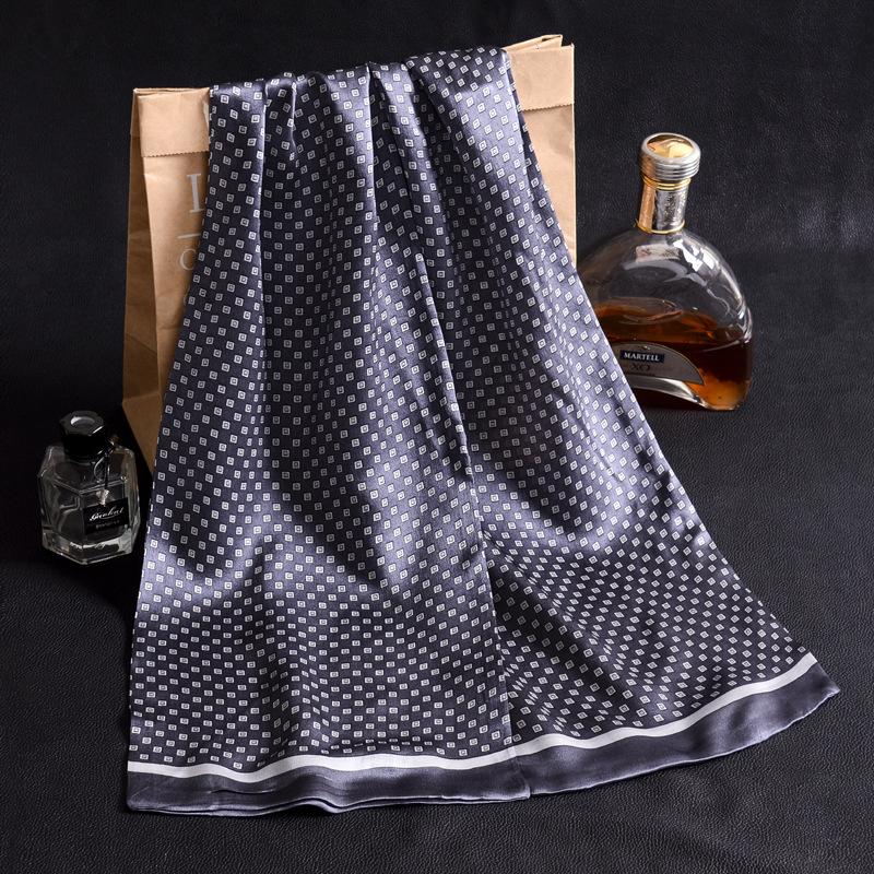 Luxury Brand Men Pure Silk Scarf Businessmen Long Scarves Spring Autumn All-Match 100% Silk Neck Scarf Winter Printed Scarves