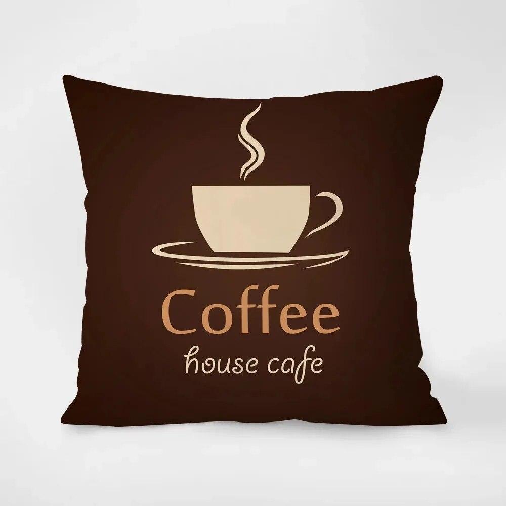 Coffee and Tea Cup Printed Throw Pillow Covers Cafe Tea Restaurant Decorative Pillowcases Sofa Cushion Covers Home Decoration