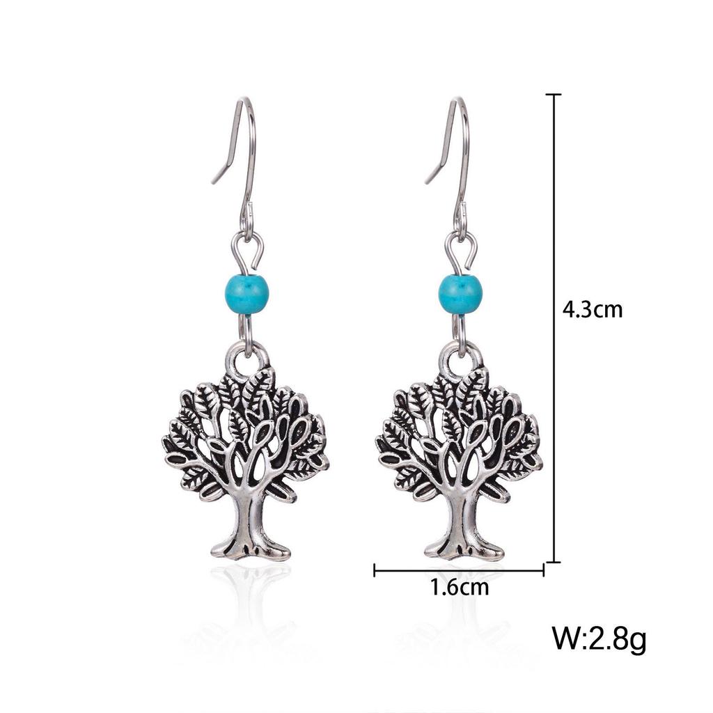 Ethnic Style Earrings European and American Turquoise Tree of Life Earrings Dobohemian Stud Earrings